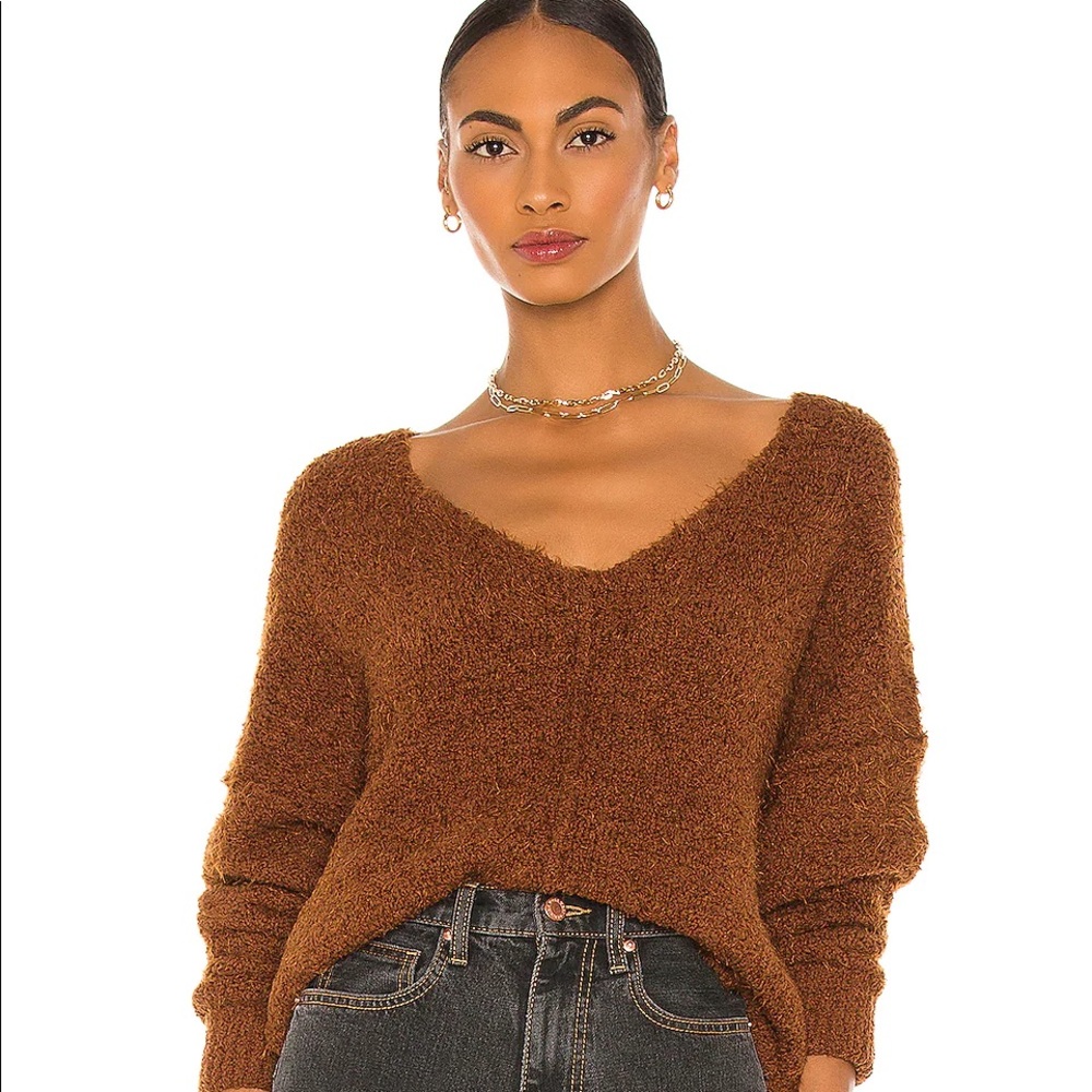 Free People Icing V pullover mocha Java - Picture 2 of 5